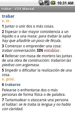 Vox Spanish Advanced Dictionar Android Reference