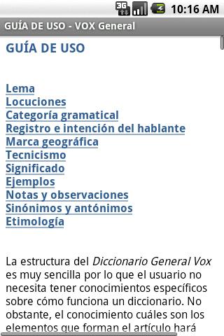 Vox General Spanish Language Android Reference