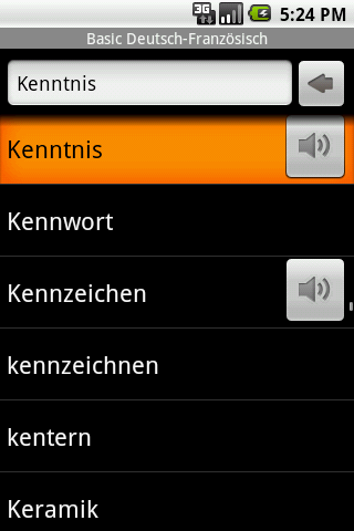 Basic-Wörterbuch Französisch Android Reference