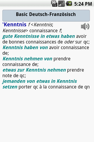 Basic-Wörterbuch Französisch Android Reference