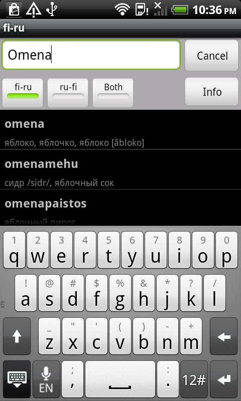 Finnish-Russian Dictionary Android Reference