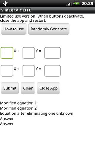 Simultaneous Equations Calc