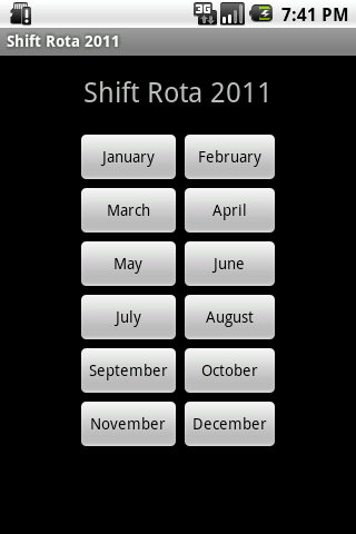 Shift Rota Calendar 2011