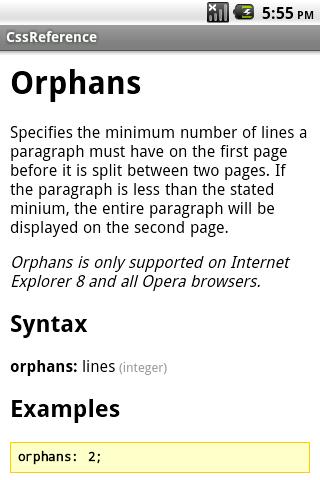 CSS Reference Pro Android Reference