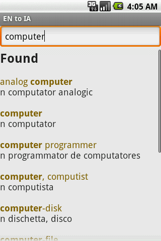 English to Interlingua Android Reference