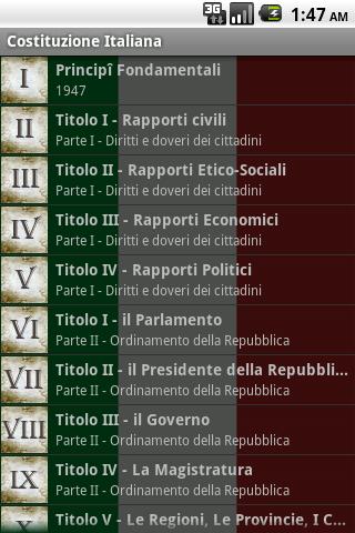 Costituzione Italiana Android Reference
