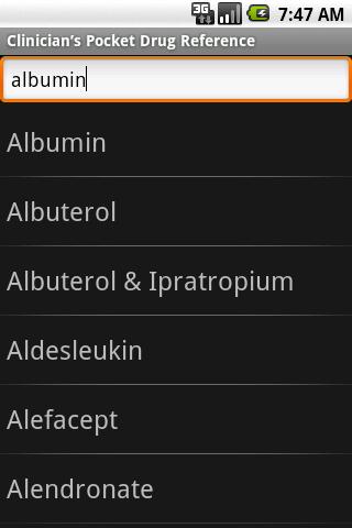 Clinician’s DRUG Reference Android Reference