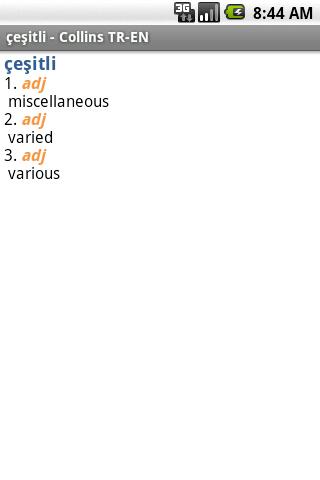 English<>Turkish Gem Android Reference