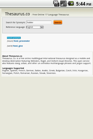 17 Language Thesaurus Android Reference