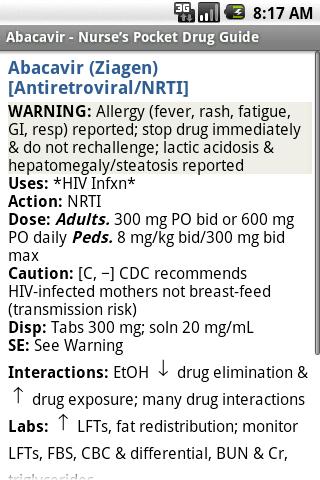 Nurse’s Pocket DRUG Guide Android Reference
