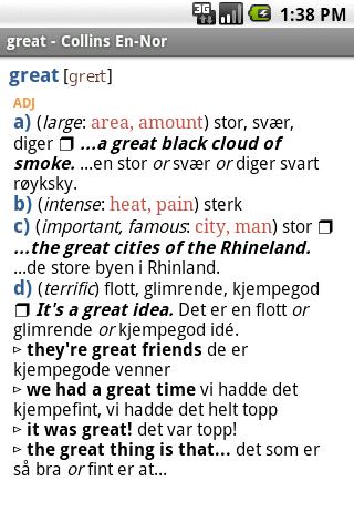 Collins Norwegian Dictionary Android Reference