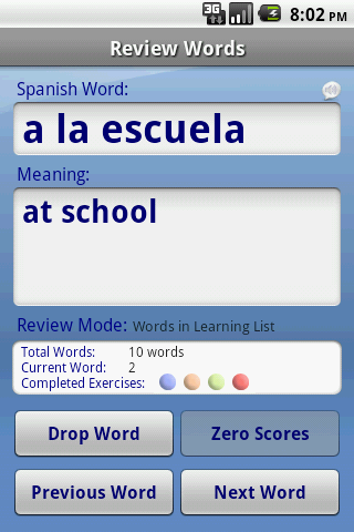 Spanish Audio FlashCards Android Education