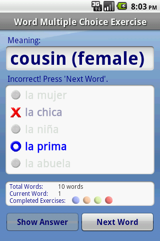 Spanish Audio FlashCards Android Education