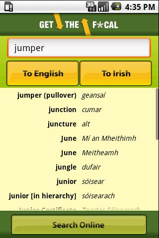 Get the Focal Irish Translator Android Reference