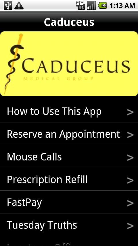 Caduceus Medical Group Android Reference