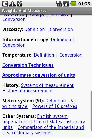 Weights and Measures Guide Android Reference