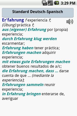 Standard-Wörterbuch  Spanisch Android Reference