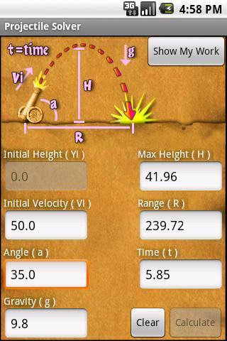 Mathologist: Projectile Solver Android Reference