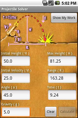 Mathologist: Projectile Solver Android Reference