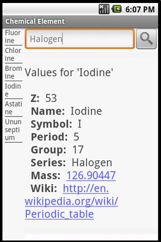 Chemical Elements Android Reference