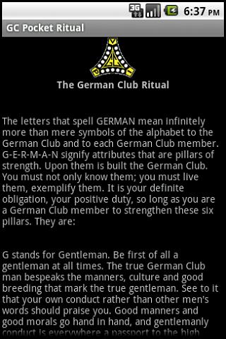 German Club Pocket Ritual Android Reference