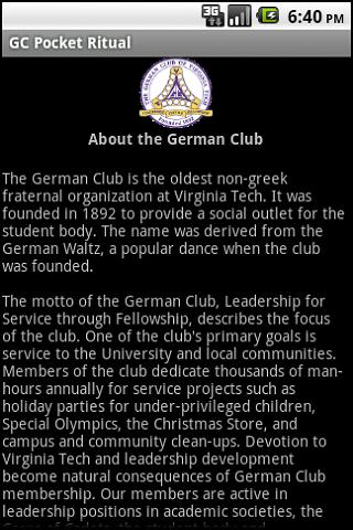 German Club Pocket Ritual Android Reference