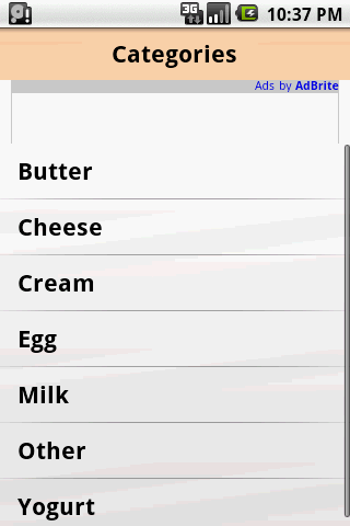 Food Calorie – Dairy Products Android Reference