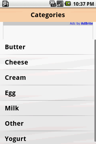 Food Calorie  Dairy Products
