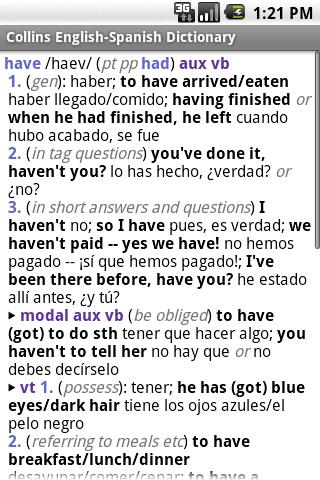 Collins Spanish Dictionary Android Reference