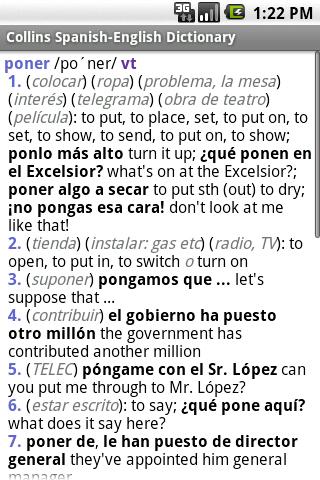 Collins Spanish Dictionary Android Reference