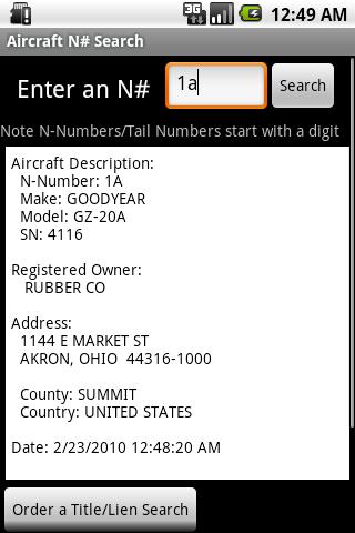 Aircraft N-Number Search Android Reference