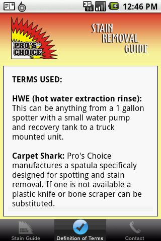 Pro’s Choice Stain Guide Android Reference