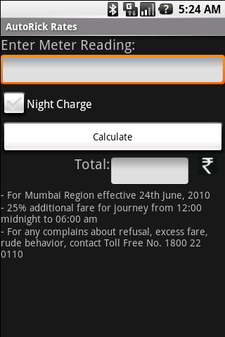 Auto Rickshaw Rates Android Reference