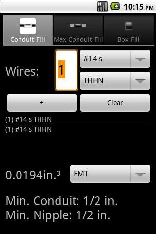 Box/Conduit Fill Pro Android Reference