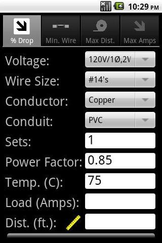 Voltage Drop Calculator Pro Android Reference