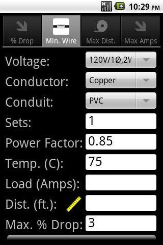 Voltage Drop Calculator Pro Android Reference