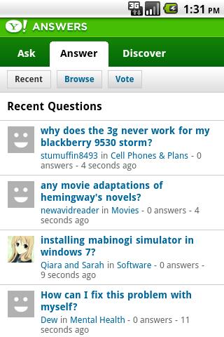 Yahoo! Answers Android Reference