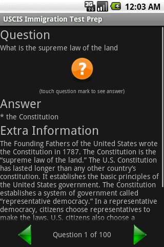 USCIS Immigration Test Prep Android Reference
