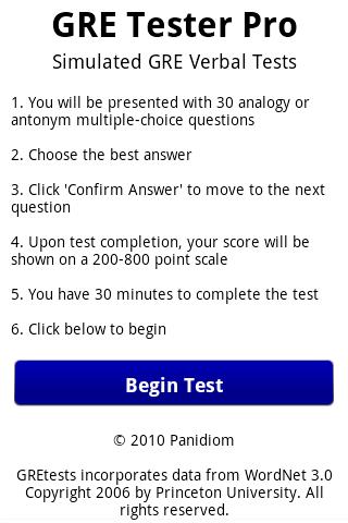 GRE Tester Pro Android Reference