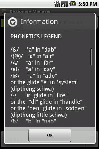 English Pronunciations Package Android Reference