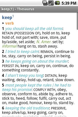 Concise Oxford Thesaurus Android Reference
