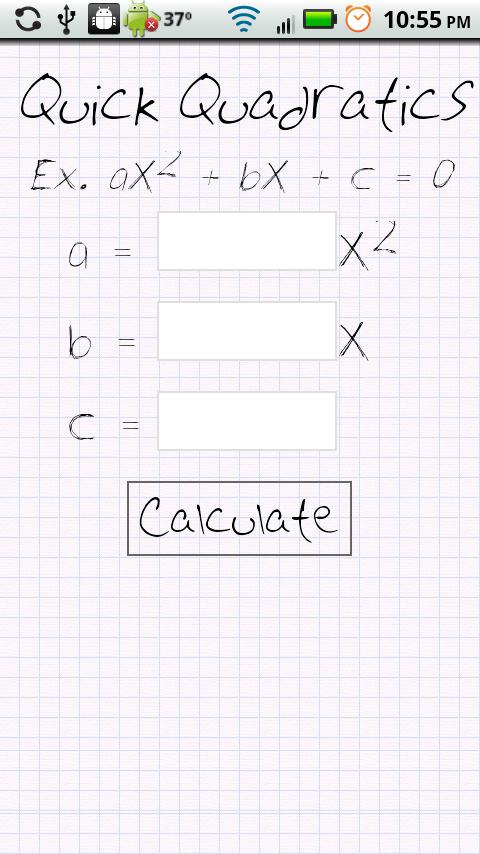 Quick Quadratic Equation Android Reference