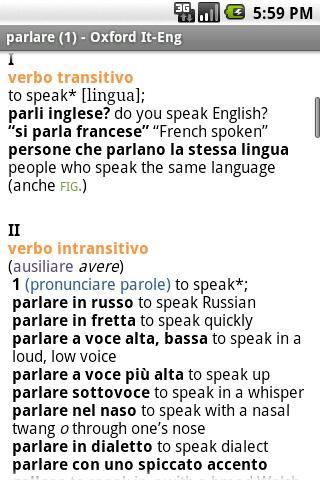 Oxford Italian Dictionary Android Reference