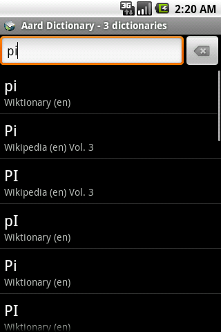 Aard Dictionary Android Reference
