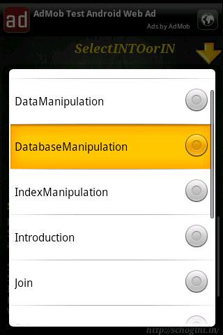 SQL Cheatsheet Android Reference