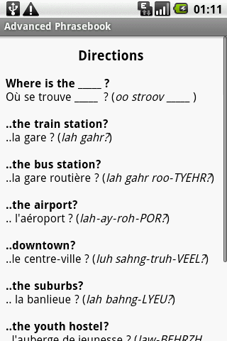 25 Language Phrasebook Android Reference