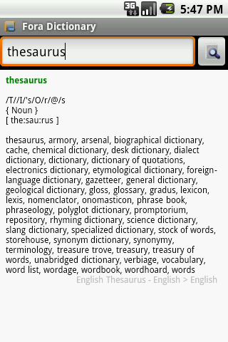 English Thesaurus Package Android Reference