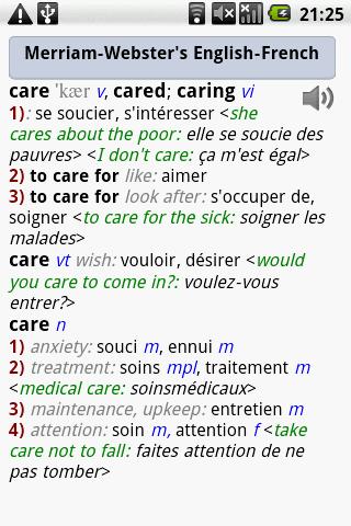 Merriam-Webster French-English Android Reference