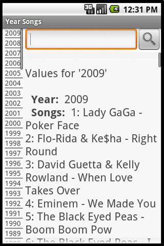 100 Year Songs Android Reference