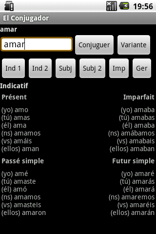 El Conjugador Android Reference